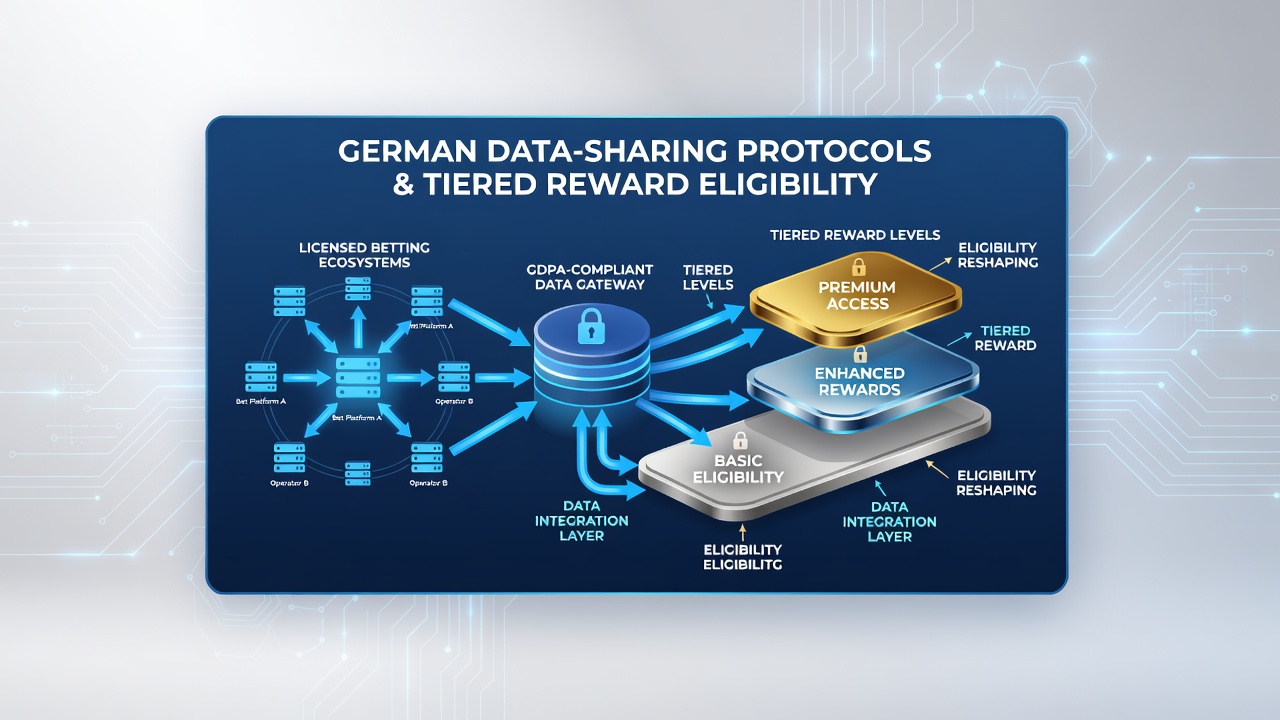 Illustration der Datenflüsse zwischen Wettanbietern und zentralen Systemen in Deutschland